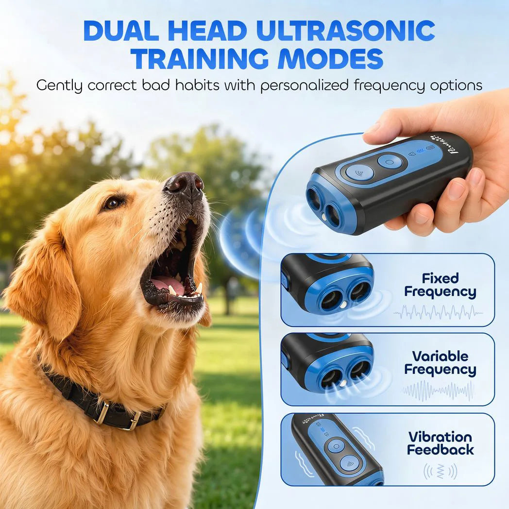 PawHut Ultrasonic Anti-Barking Device for Dogs with 5 Modes, Vibration & LED Torch – Bark Trainer