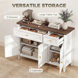 HOMCOM Modern Sideboard with 3 Doors, 2 Drawers and Adjustable Shelves – Buffet Storage Cabinet, White