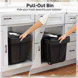 HOMCOM Pull Out Bin with 2 x 20L Removable Compartments – Under Sink Kitchen Waste and Recycling Bin, Black