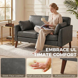 HOMCOM 2 Seater Sofa with Solid Wood Legs and 2 Pillows – Compact 132 cm Loveseat, Grey