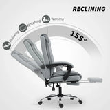 HOMCOM 155° Reclining Faux Leather Swivel Office Chair with Footrest – Height Adjustable, Black