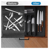 Extendable Cutlery Tray, Large Kitchen Drawer Organiser with 8 Compartments, 30–57 cm Wide