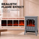 HOMCOM Freestanding Electric Fireplace with LED Flame, 1000W/2000W Log Burner and Overheat Safety, Grey