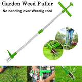Standing Weed Puller Twister with Aluminium Handle – Garden Root Remover, No Bending, Silver & Green