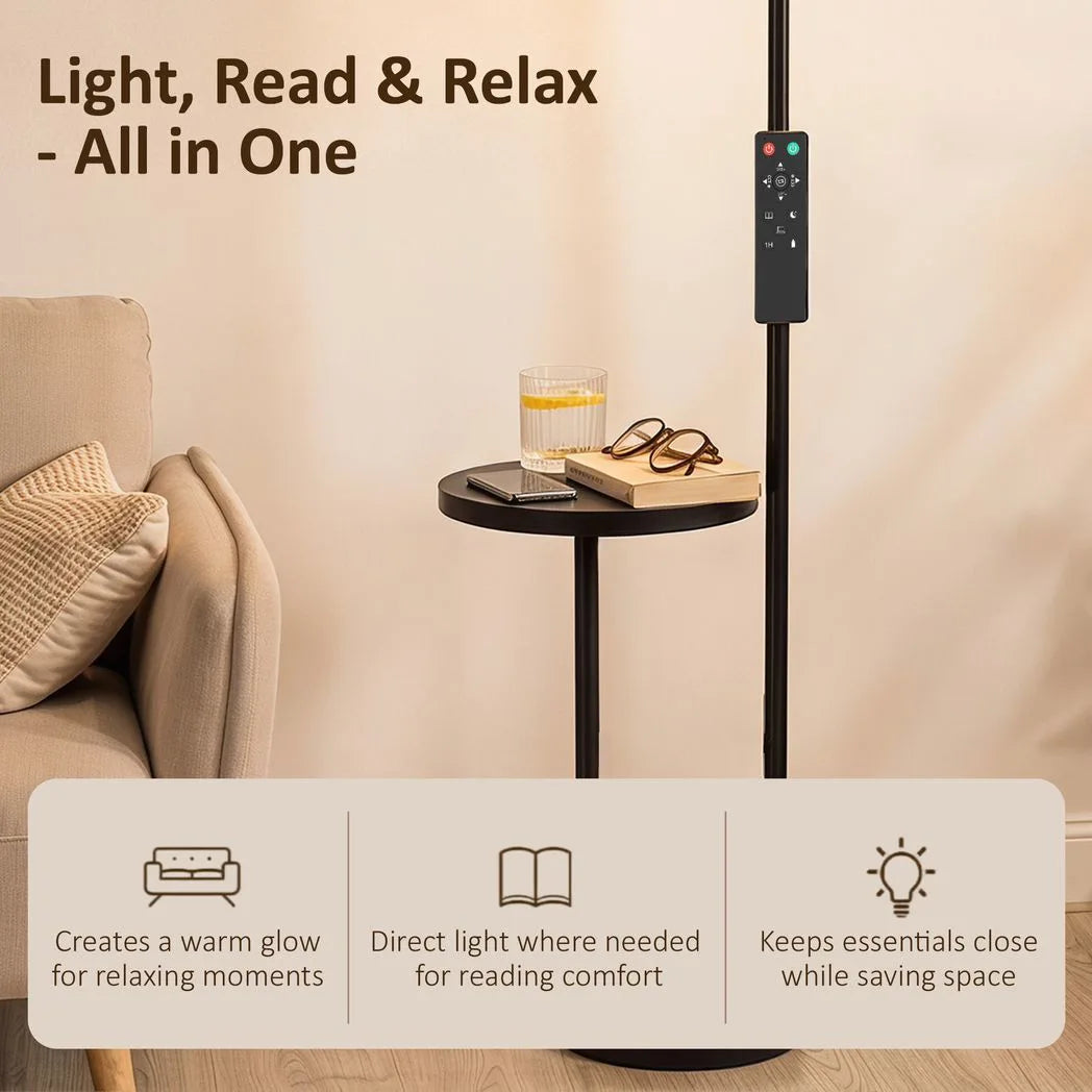 HOMCOM Uplighter Floor Lamp with Table and Reading Light