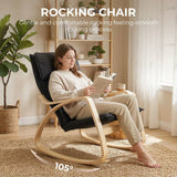 HOMCOM Rocking Lounge Chair with Headrest and Linen-Look Fabric – Relaxing Occasional Armchair, Black