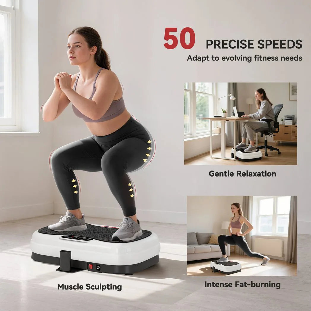SPORTNOW Vibration Plate with Adjustable Removable Handle, 3 Preset Modes & 50 Speeds – Home Fitness Machine