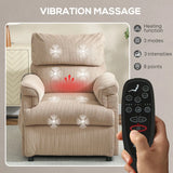 HOMCOM Corduroy Electric Massage Recliner Chair with Heat, Memory Function and USB Port – 150° Armchair, Brown