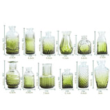 Glass Bud Vases, Set of 12, Small Vintage Embossed Vases for Table Centrepieces, Green