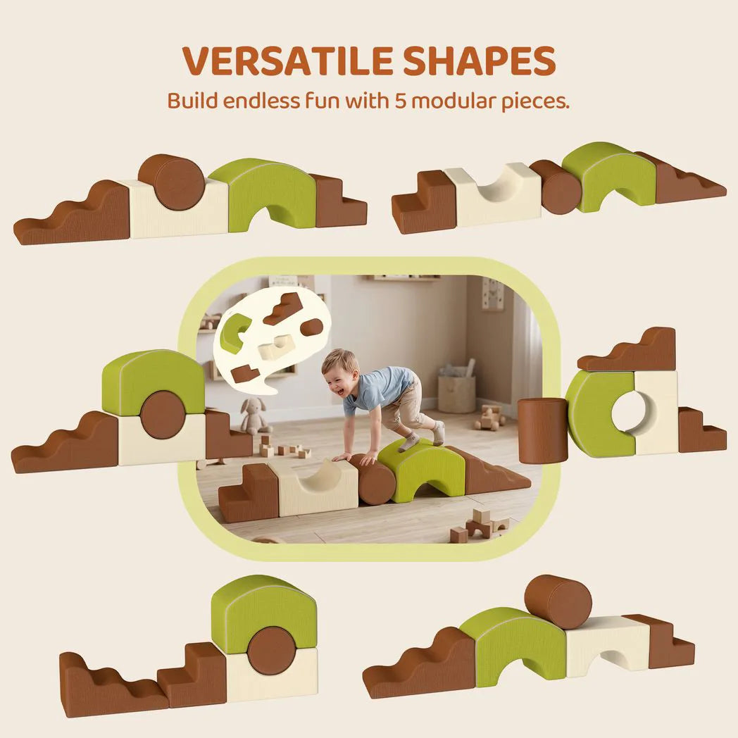 AIYAPLAY 5-Piece Foam Climbing Blocks with Non-Slip Base & Removable Cover – Toddler Soft Play Set