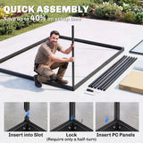 Outsunny 6 x 5.5ft Polycarbonate Greenhouse with Push Door, Roof Vent & Rain Gutter – Walk-In Garden Greenhouse, Black