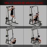 SPORTNOW Power Cage with 15-Level Squat Rack, Cable Pulley System, Lat Pulldown & Pull Up Bar – Home Gym Power Rack