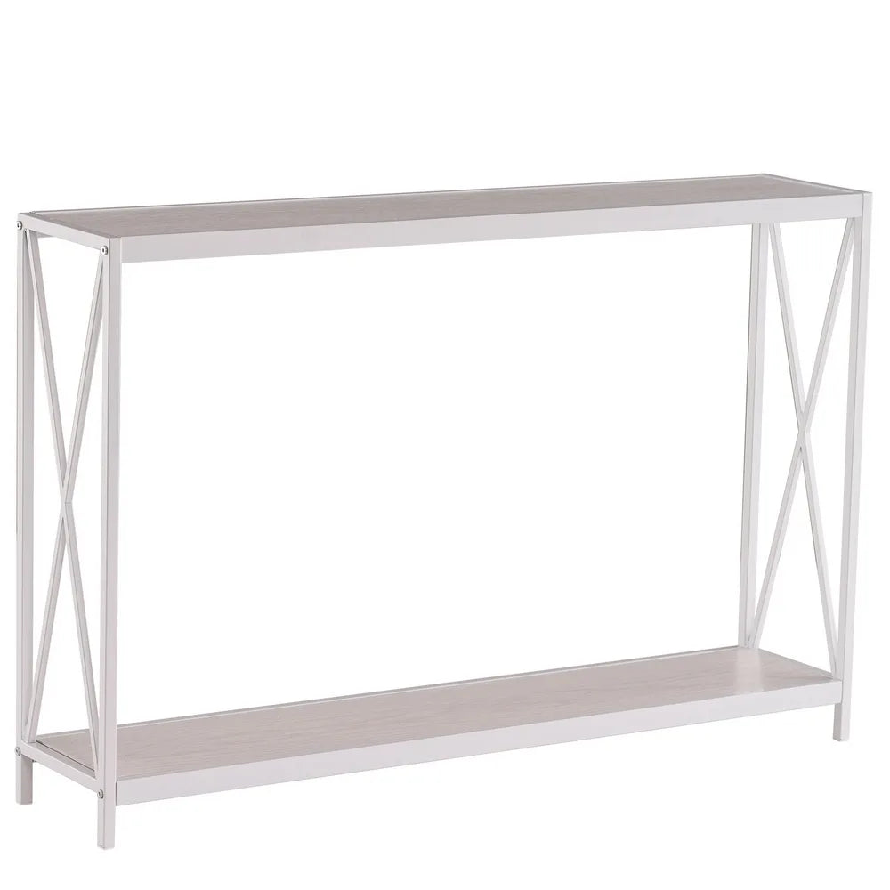 Industrial Console Table with Metal Frame & MDF Top – Narrow Entryway, Hallway & Sofa Table, Oak, 110cm