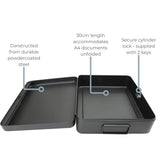 12 Inch Steel Security Cash Box with Key Lock and Wall Fixing Kit – Document and Valuables Safe, Black
