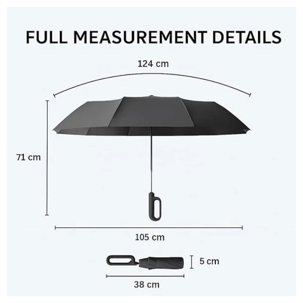 Windproof Automatic Folding Umbrella, 105 cm Canopy, 30 Reinforced Ribs, Ring Handle