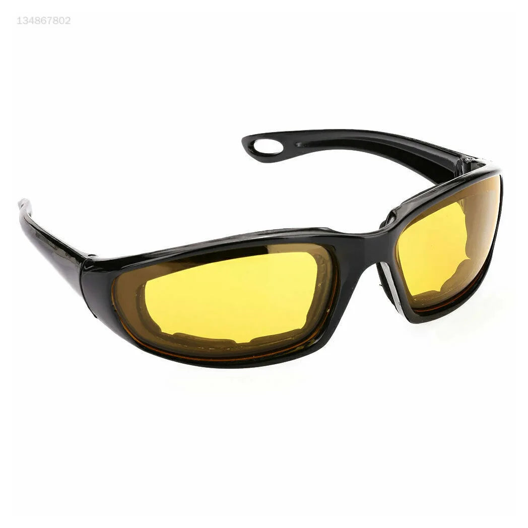 Motorcycle & Cycling Riding Glasses, Pack of 3 with Grey, Clear & Yellow Lenses – Wind-Resistant Eye Protection