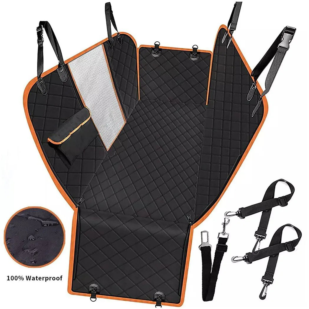 Waterproof Dog Car Seat Cover Hammock – Non-Slip Rear Seat Protector, 147 x 137cm, Black
