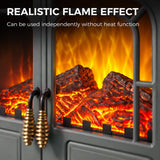 HOMCOM Freestanding Electric Fireplace Stove with LED Flame, 1000W/2000W Heater and Double Doors, Grey