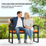 Outsunny 2 Seater Rattan Garden Bench with Padded Cushion, Orange