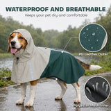 PawHut Waterproof Dog Raincoat with Hood – Breathable, Reflective, Leash Hole, Medium Dogs, Green