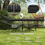 Outsunny 67cm Wide Folding Camping Bed with Mattress, Storage Pocket and Carry Bag, 150kg Max Load – Black