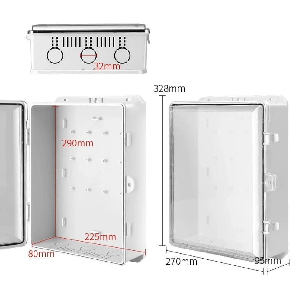 Weatherproof ABS Junction Box with Clear Cover and Cable Outlet – Outdoor Dustproof Electrical Enclosure