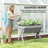 Outsunny Wooden Raised Garden Bed with Legs and Bed Liner – Elevated Fir Wood Planter Box, 178L, Light Grey