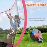 SPORTNOW 10ft Outdoor Trampoline with Enclosure Net, Padded Poles & Spring Cover – Garden Trampoline, Pink
