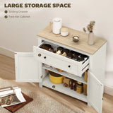 HOMCOM Sideboard Storage Cabinet with Drawer, Double Doors & Adjustable Shelf – Modern Kitchen Cupboard, Cream White