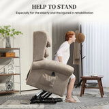 HOMCOM Velvet-Feel Electric Riser Recliner Chair with Footrest & USB Port – Power Lift Armchair, Khaki