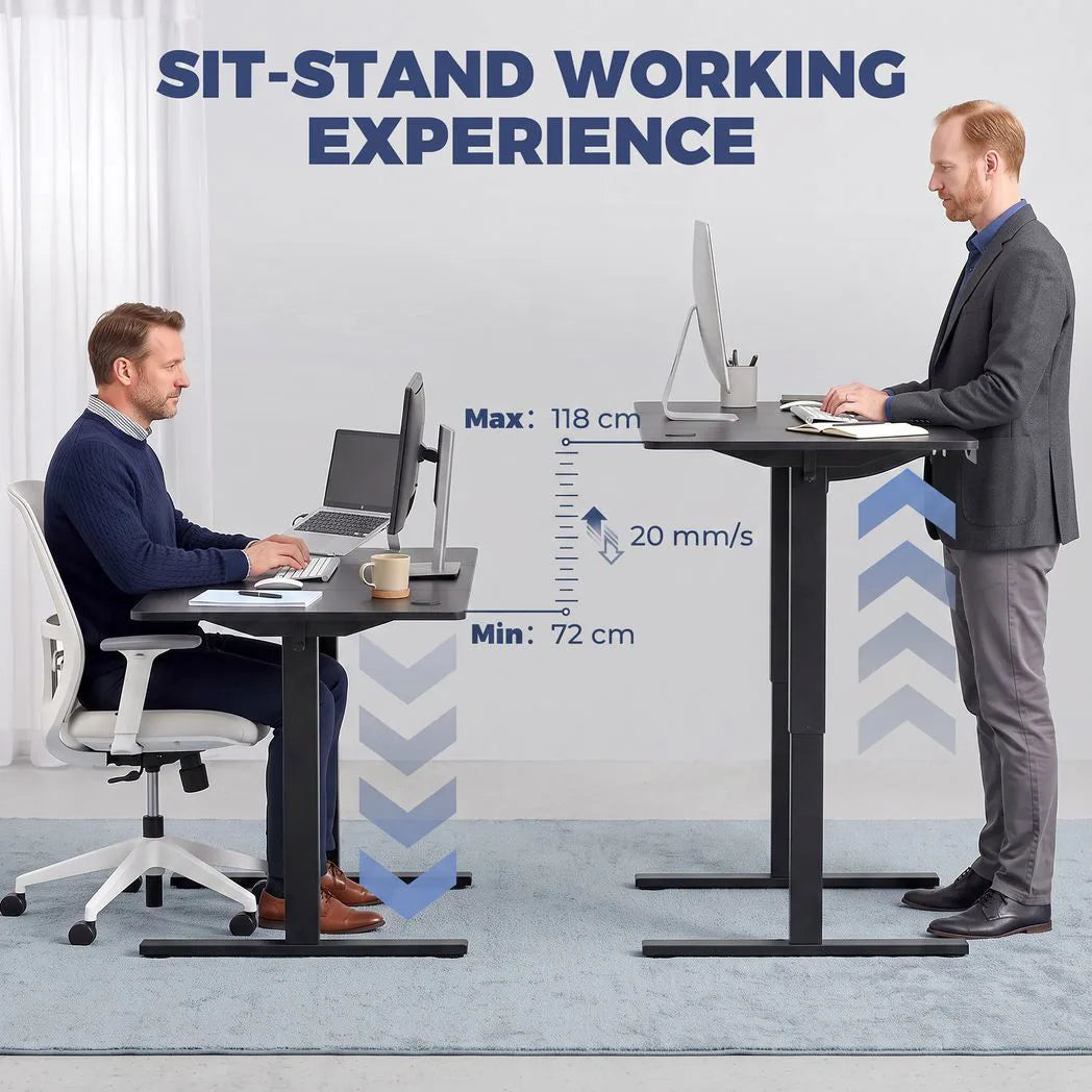 HOMCOM Electric Standing Desk with Memory Control, LED Display & 2 Cable Holes – Sit Stand Desk, Black