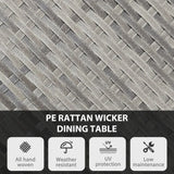 Outsunny 70 cm Round Rattan Garden Table with Slatted Wood-Effect Top, Natural
