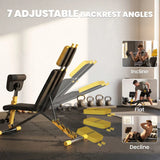 SPORTNOW Adjustable Weight Bench with 6 Backrest Positions – Foldable Incline Decline Bench, 300kg, Yellow