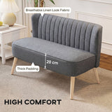 HOMCOM 117 cm Small 2 Seater Loveseat Sofa with Thick Padded Seat and Rubberwood Legs, Grey