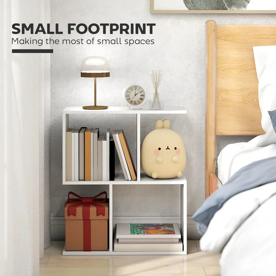 HOMCOM S-Shaped 3-Tier Narrow Side Table with Storage Shelves, 50W x 19.5D x 58H cm – Living Room End Table, White