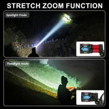 2-Pack USB-C Rechargeable LED Headlamps with Zoomable Beam – Hands-Free Camping & Work Light