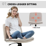 HOMCOM Criss Cross Chair with Wheels, Armless Chenille Office Chair – Tilting, Height Adjustable, Beige