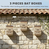 PawHut Bat Boxes, Pack of 3 Wooden Bat Houses with Hanging Hook – Garden Wildlife Roosts, Natural