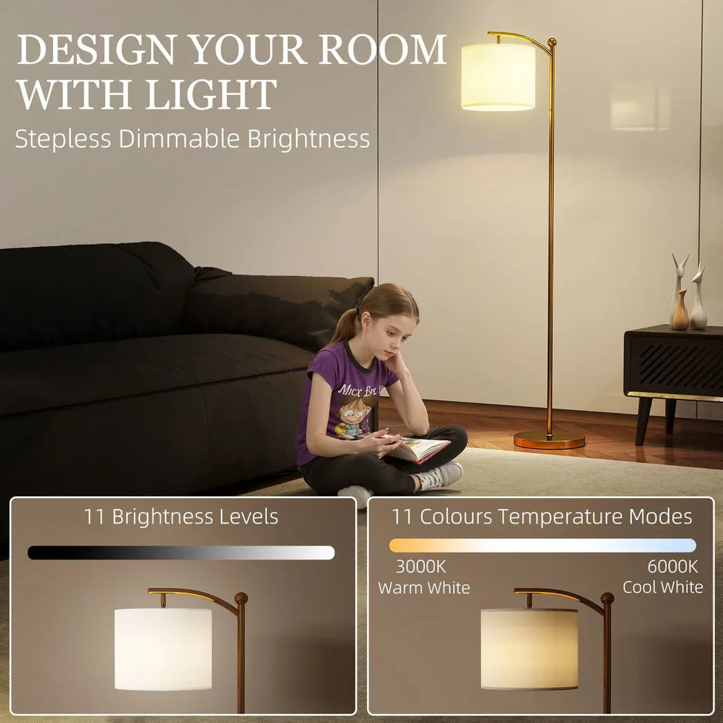 HOMCOM LED Floor Lamp with Remote Control – Gold Tone