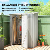 Outsunny 5ft x 3ft Metal Garden Storage Shed with Sloped Roof and Hinged Door – Galvanised Steel, Aluminium Grey