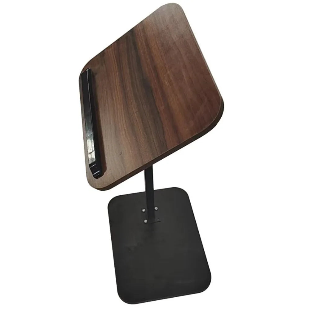 C-Shaped Adjustable Sofa Side Table with Tilting Flip Top, 45–80cm Height – Laptop & Coffee Table, Walnut