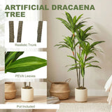 HOMCOM 150cm Lifelike Artificial Dracaena Tree with Bendable Trunks – Zero-Maintenance Fake Plant, Green
