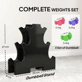 SPORTNOW Hex Dumbbell Set with Storage Rack, 12kg Total (2 x 1kg, 2 x 2kg, 2 x 3kg) – Home Gym Hand Weights