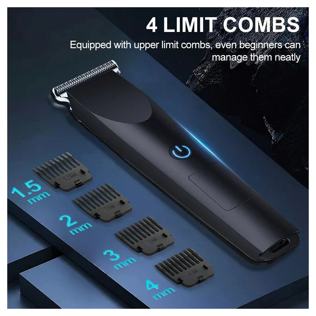 Men's Pro Electric Hair Clippers & Beard Trimmer with 4 Limit Combs – USB Rechargeable Barber Shaver, Black