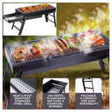 Large Portable Folding Charcoal BBQ Grill – Tabletop Barbecue for Camping, Picnics and Garden Parties, Black