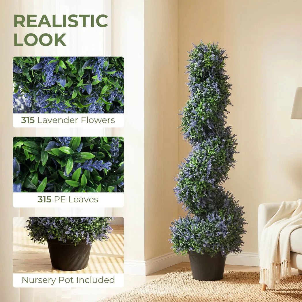 HOMCOM Artificial Lavender Topiary Tree Set of 2