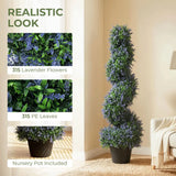 HOMCOM Artificial Lavender Topiary Tree Set of 2