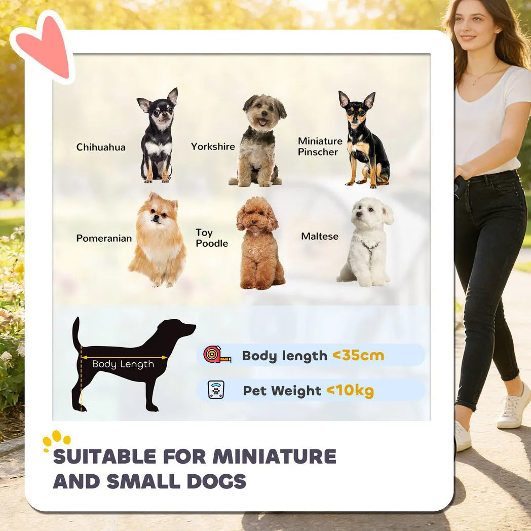 PawHut 3-Wheel Foldable Dog Stroller with Adjustable Canopy and Storage Basket – Small Breeds, Grey
