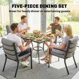 Outsunny 5 Piece Garden Dining Set for 4 – Square Table with Stackable Cushioned Armchairs