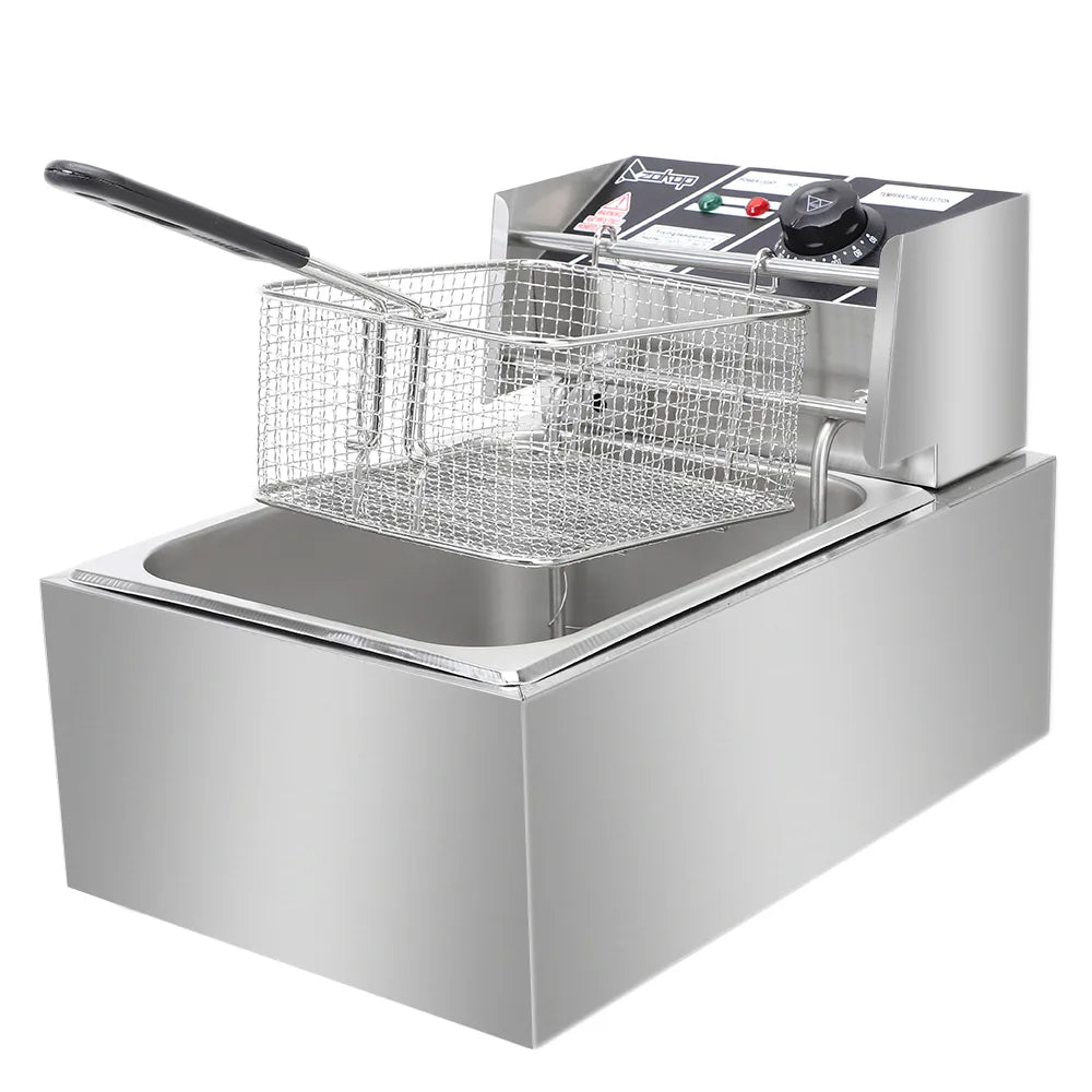 ZOKOP EH81 6L Stainless Steel Electric Deep Fryer, 2500W – Single Tank Fryer with Basket & Lid, UK Plug